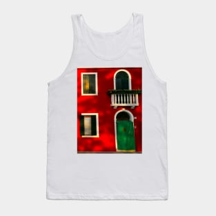 Red And Yellow Traditional Italian Houses In Burano Village Tank Top